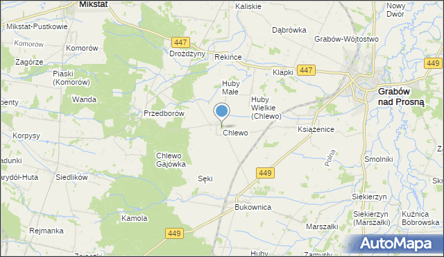 mapa Chlewo, Chlewo gmina Grabów nad Prosną na mapie Targeo